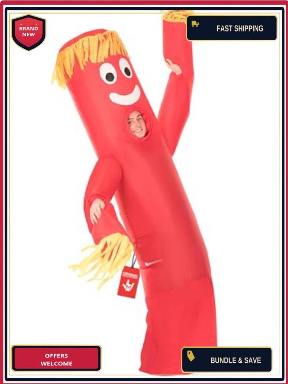 Inflatable Tube Man Costume Adult Blow Up Wavy Air Dancer Halloween Party